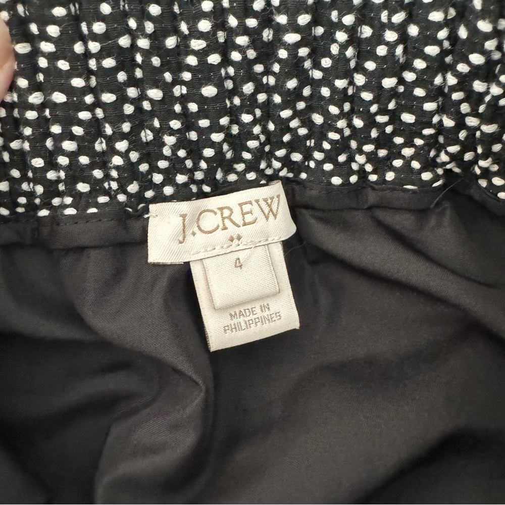 J. Crew Black & White Mini Skirt Women’s Sz 4 Cotton Blend Winter Office Preppy - Picture 7 of 9